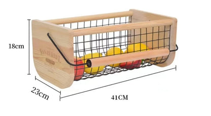 Modern Fruit & Vegetable Storage Basket with Wooden Handle