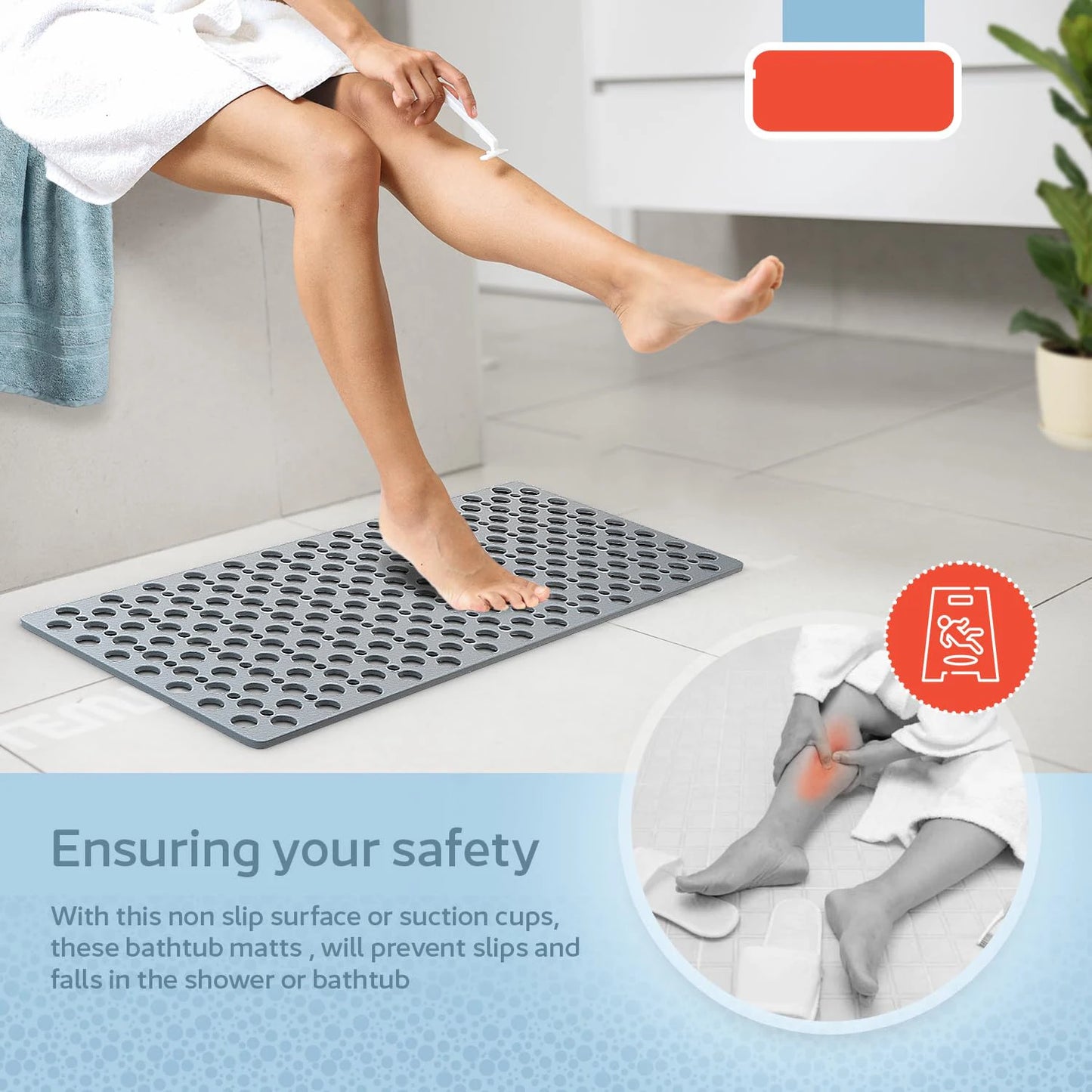 Non-Slip Shower & Bathtub Mat with Suction Cups
