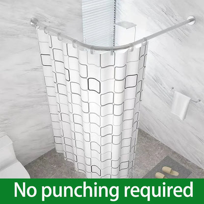 Adjustable L-Shaped Shower Curtain Rod – Stainless Steel No-Drill Corner Rail