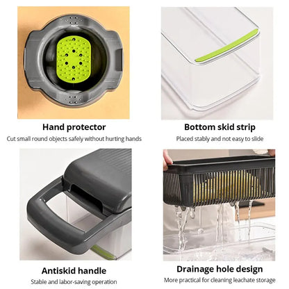 12-in-1 Vegetable Chopper – Manual Slicer with Basket