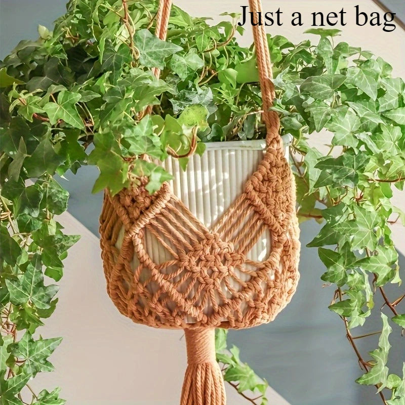 Boho Macrame Plant Hanger – Hanging Rope Basket for Plants