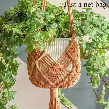 Boho Macrame Plant Hanger – Hanging Rope Basket for Plants
