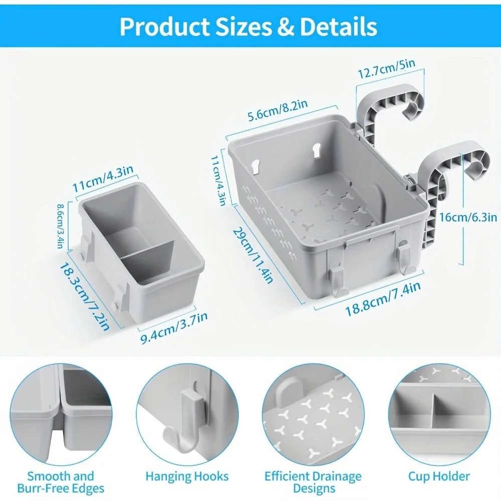 Poolside Organizer Basket with Cup Holder & Hooks