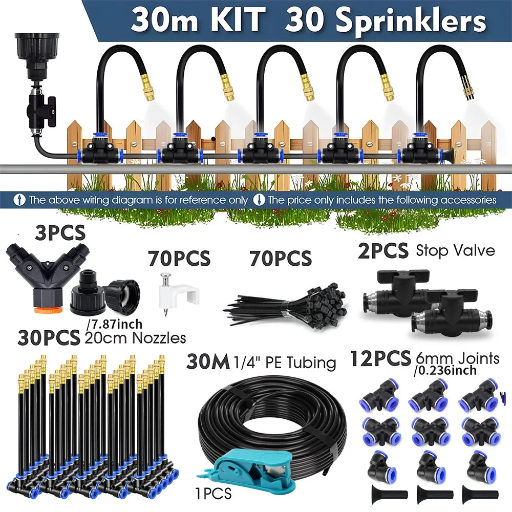 Outdoor Misting Cooling System with 360° Adjustable Nozzles