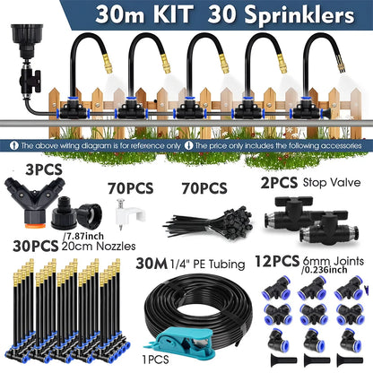 Outdoor Misting Cooling System with 360° Adjustable Nozzles