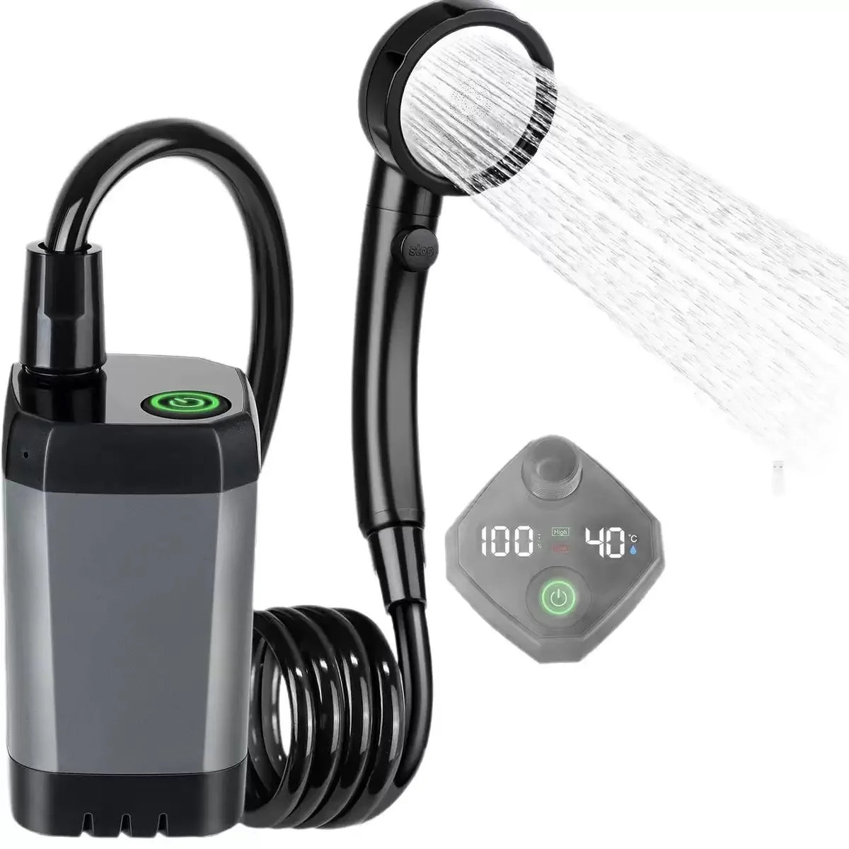 Portable Camping Shower with Smart Temperature Display