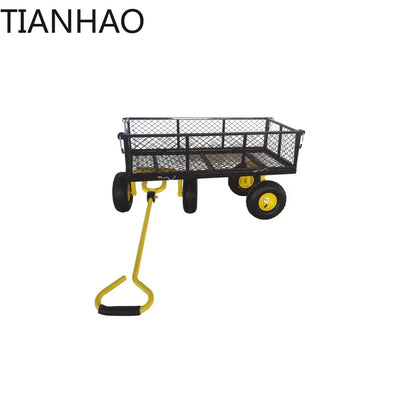 Heavy-Duty Steel Mesh Garden Cart – 4-Wheel Utility Wagon with Removable Sides