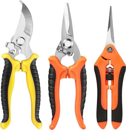 3-Piece Garden Scissors Set – Stainless Steel Pruning Tools
