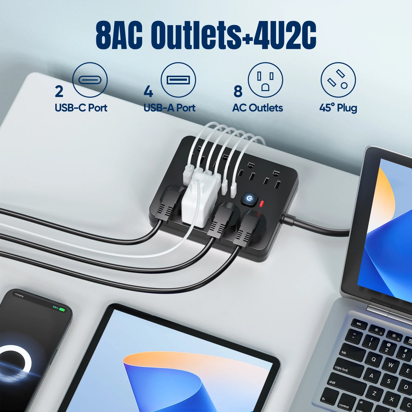 14-in-1 Power Strip with USB-C & Surge Protection