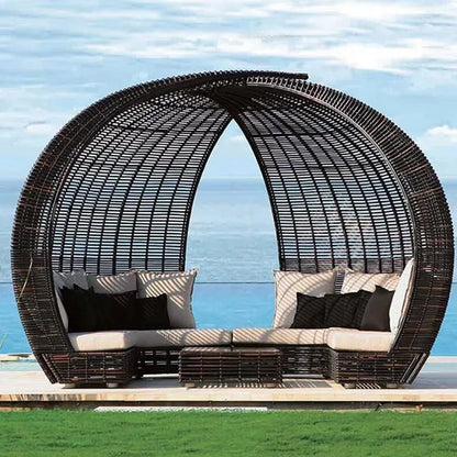 PE Rattan Outdoor Sun Lounger – Waterproof Pool Recliner Chair