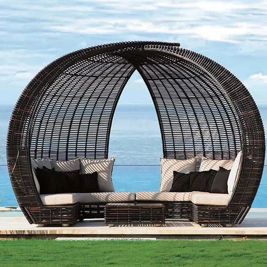 PE Rattan Outdoor Sun Lounger – Waterproof Pool Recliner Chair
