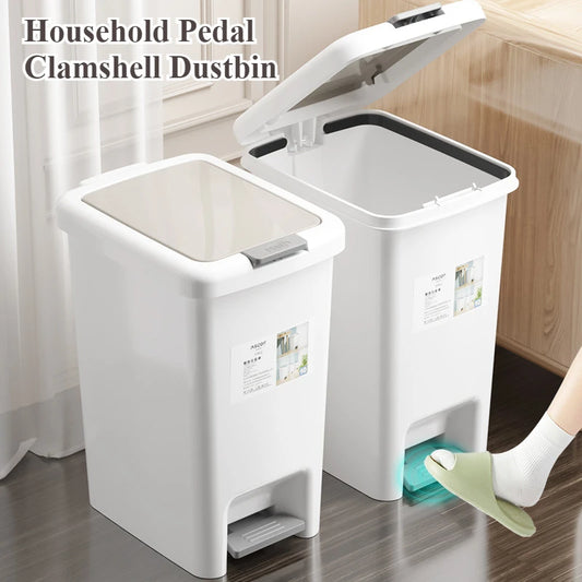 Foot Pedal Clamshell Trash Bin – Silent Kitchen & Home Dustbin