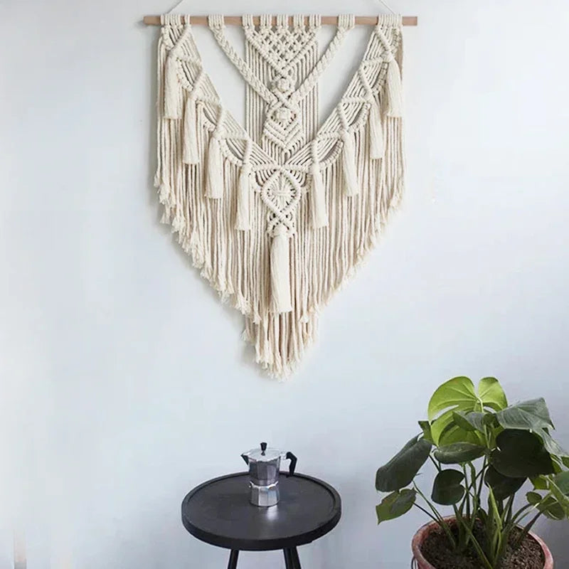 Boho Macrame Wall Hanging – Handwoven Cotton Décor
