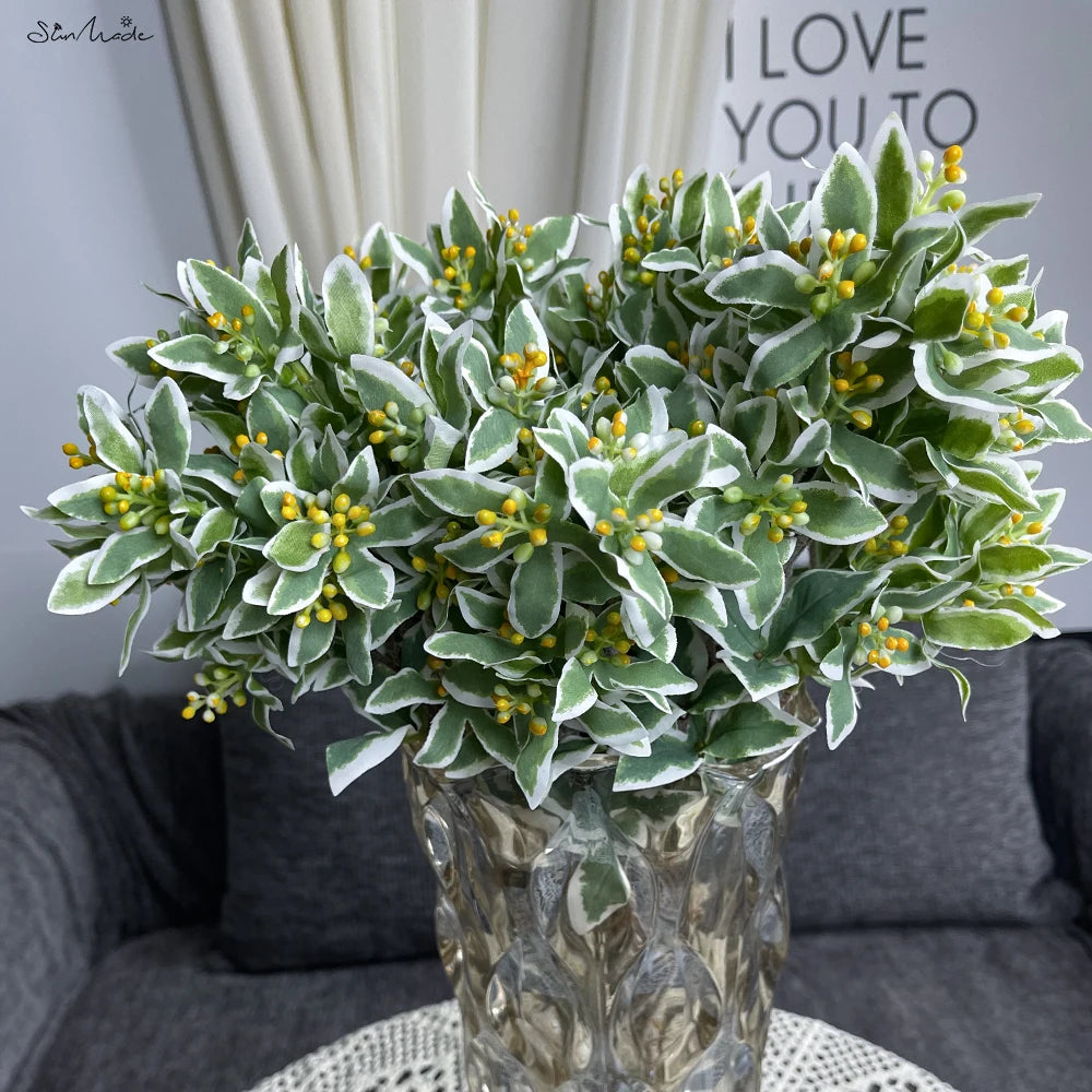 Silver Edge Artificial Leaf Stems (3 Pcs Set)