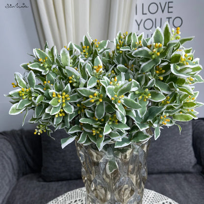 Silver Edge Artificial Leaf Stems (3 Pcs Set)