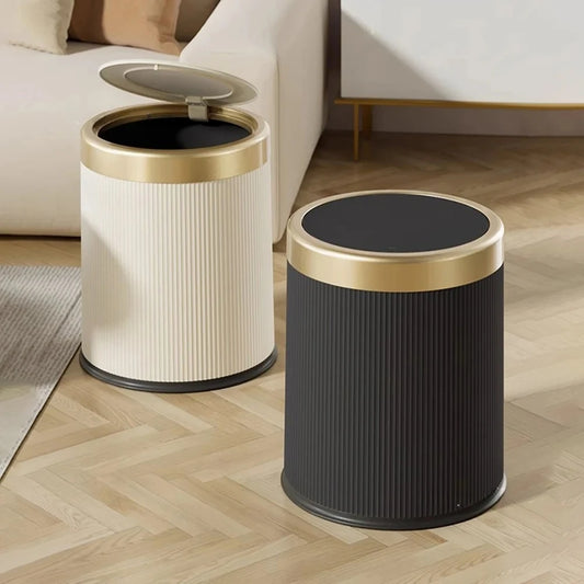 Press Lid Trash Can – Modern Waste Bin with Inner Bucket