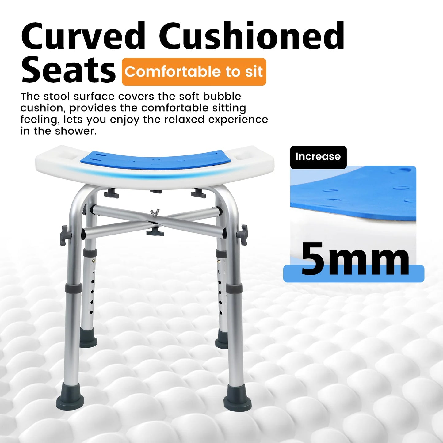 Heavy Duty Shower Stool – Adjustable Padded Bath Seat (550 lbs Capacity)