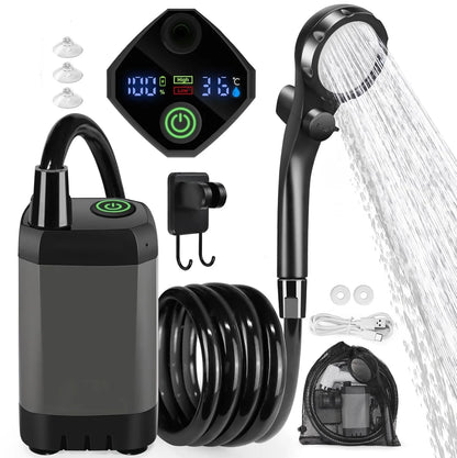 Portable Camping Shower with Smart Temperature Display