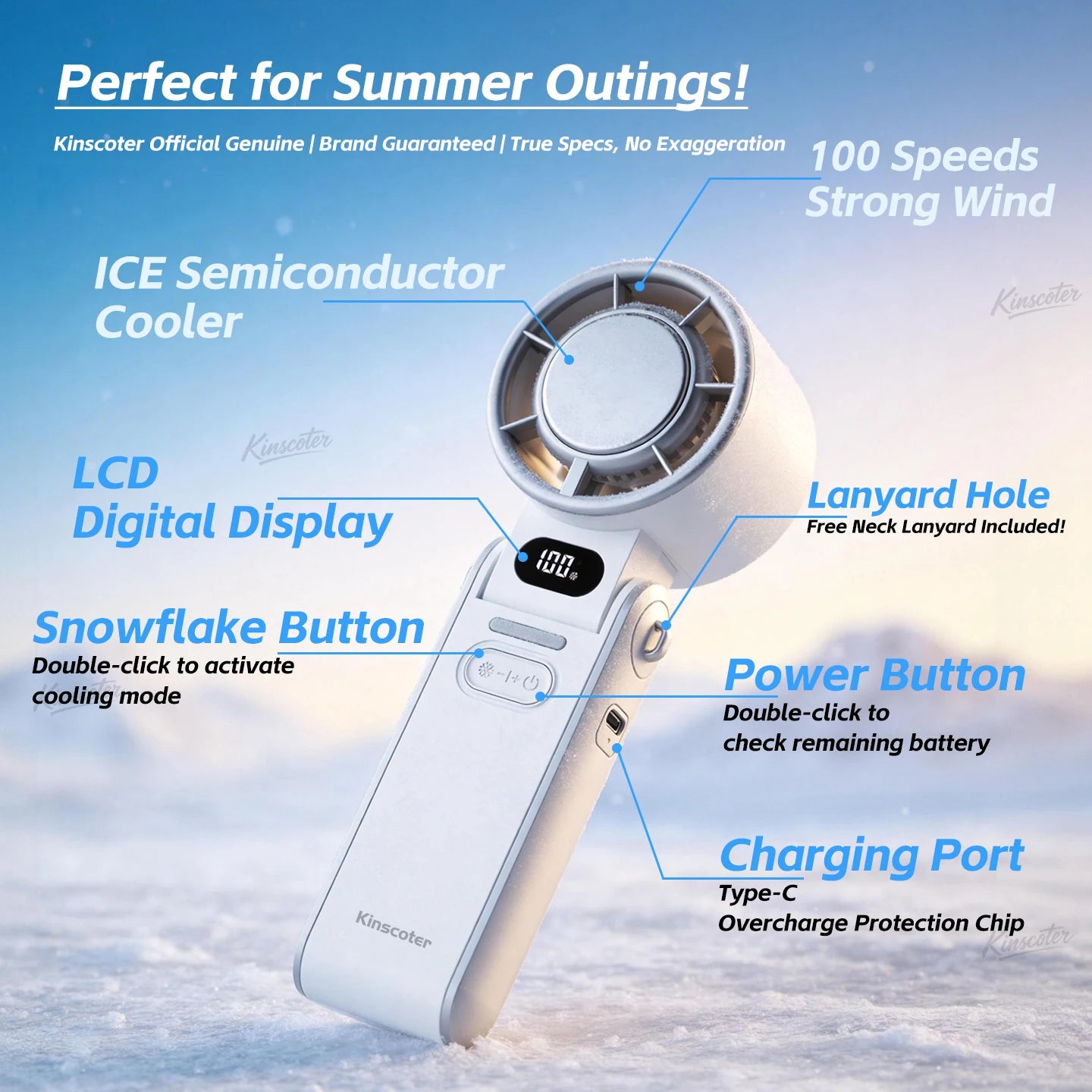 Portable Foldable Handheld Cooling Fan – 3600mAh Rechargeable Fan