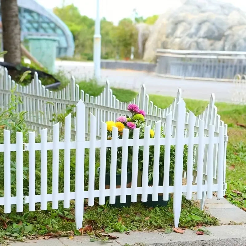 White Garden Fence 20-Pack – Easy Install Lawn & Flower Bed Border Edging