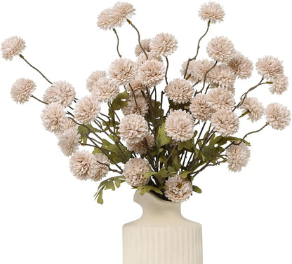Artificial Kiku Pompon Chrysanthemum Flowers – 5PCS Silk Stems for DIY Decor
