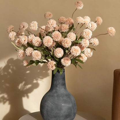 Artificial Kiku Pompon Chrysanthemum Flowers – 5PCS Silk Stems for DIY Decor