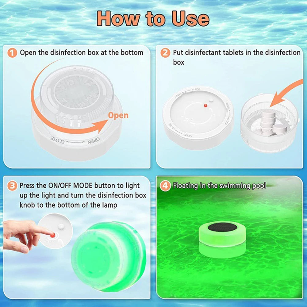 Solar Pool Chlorine Dispenser with LED Light – Floater for Pools & Spas