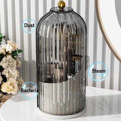 Rotating Makeup Brush Organizer With Lid