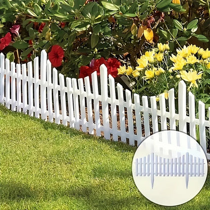 White Garden Fence 20-Pack – Easy Install Lawn & Flower Bed Border Edging