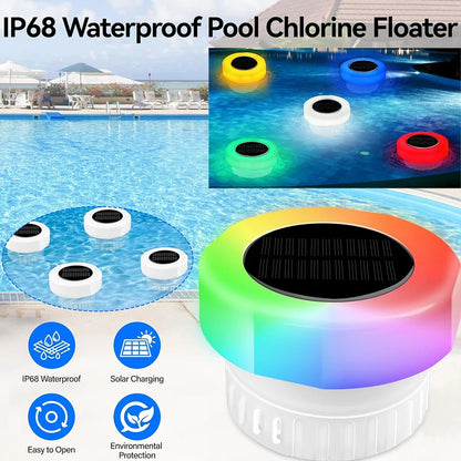 Solar Pool Chlorine Dispenser with LED Light – Floater for Pools & Spas