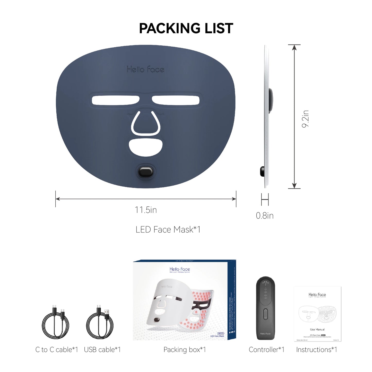 Hello Face M500 Light Therapy Mask – Anti-Aging & Acne Care