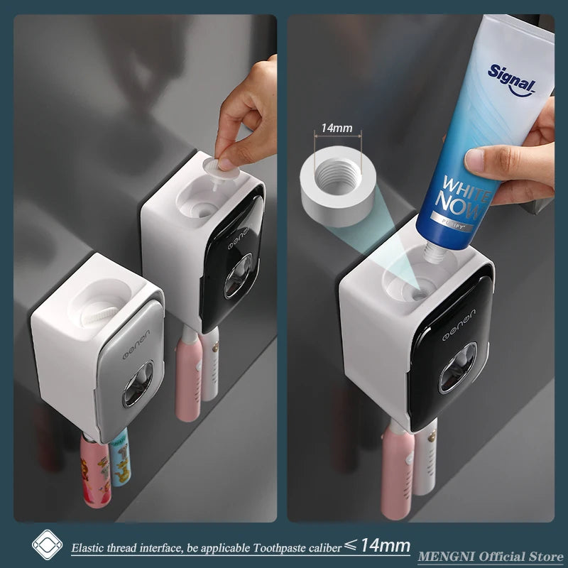 Automatic Wall-Mounted Toothpaste Dispenser with Toothbrush Holder