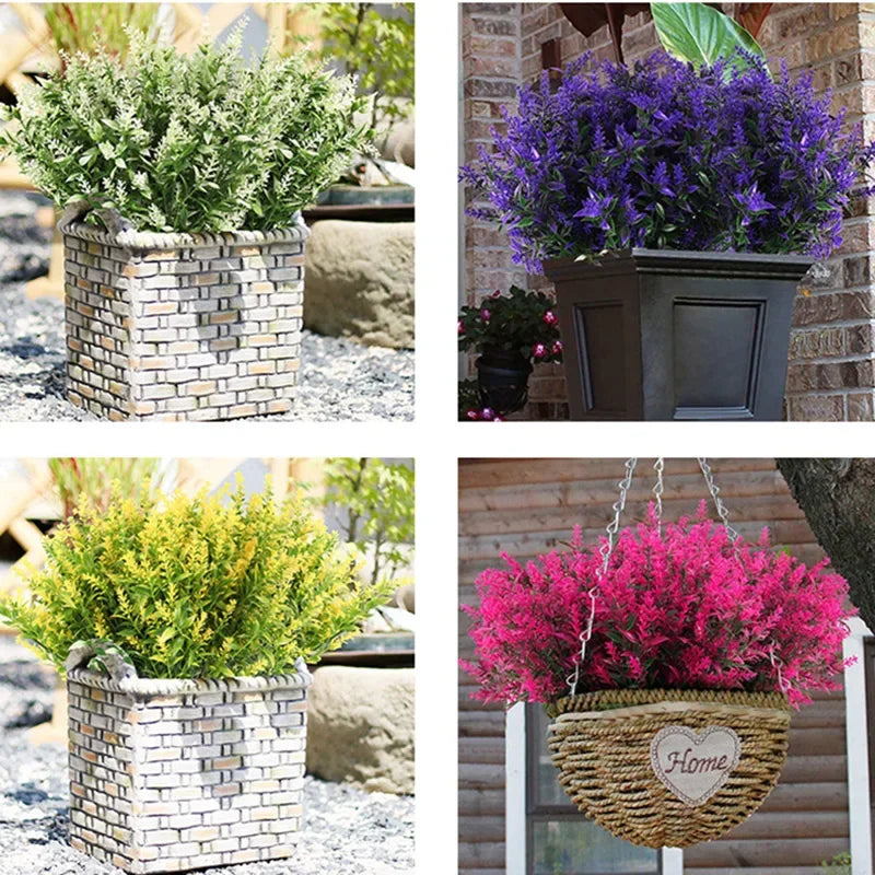 Faux Lavender Flowers – UV Resistant Artificial Plant Set (3/5/10 Pcs)
