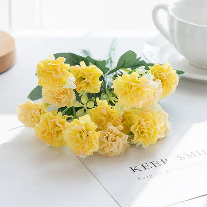 Silk Carnation Flower Stem – Elegant 15-Head Decor for Weddings & Home