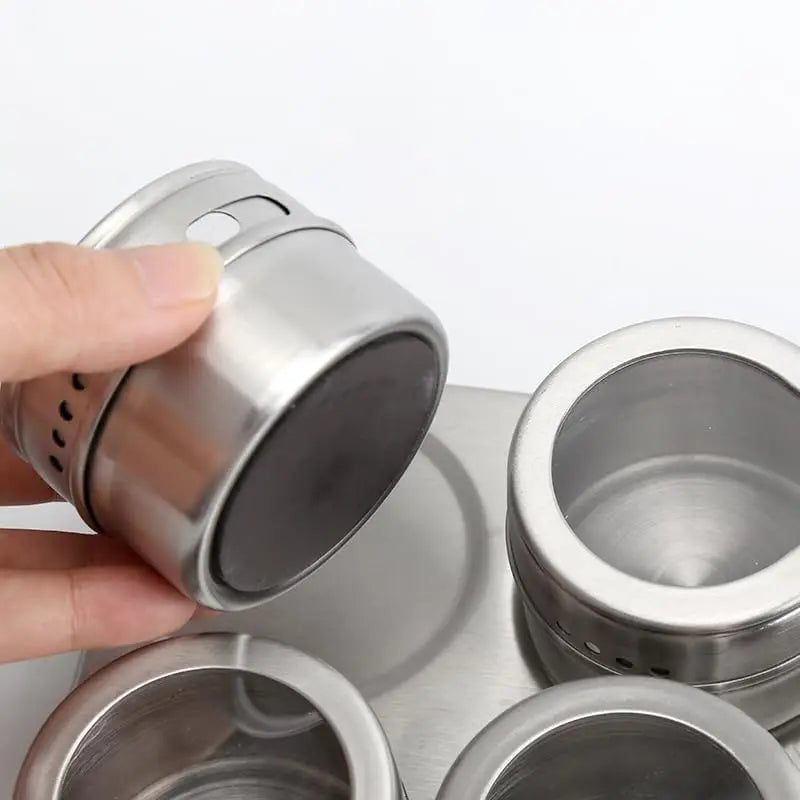 Magnetic Spice Tins Set – Wall Mounted Spice Jars