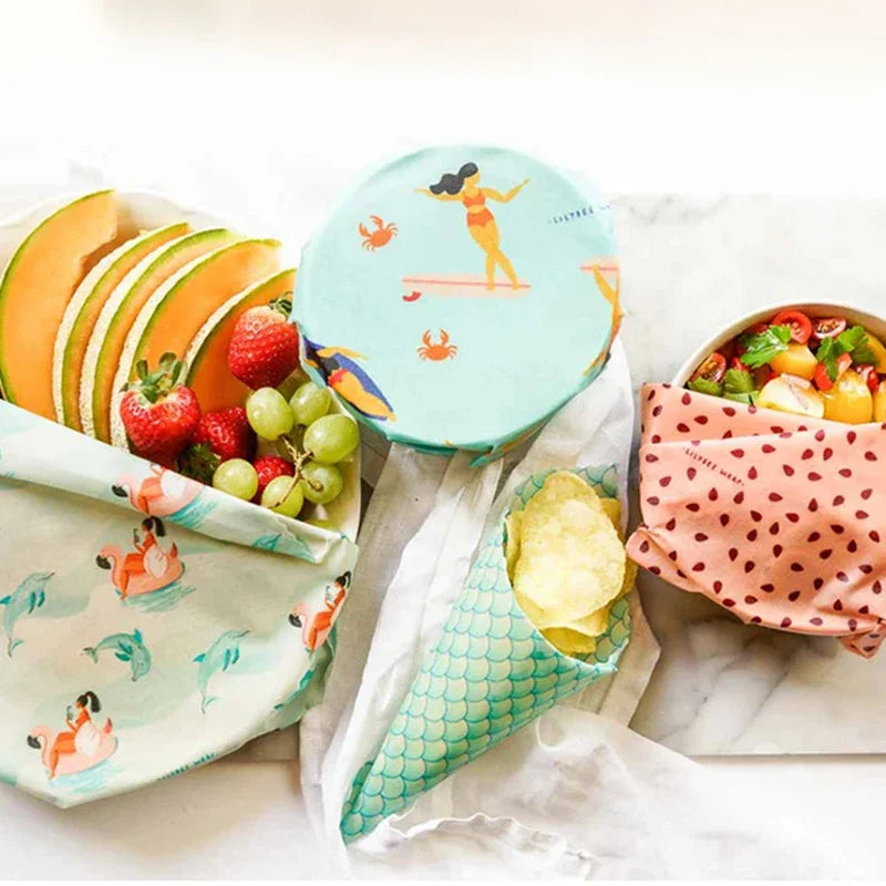 Beeswax Reusable Food Wraps – Eco Friendly Kitchen Storage Set