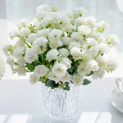 Silk Carnation Flower Stem – Elegant 15-Head Decor for Weddings & Home