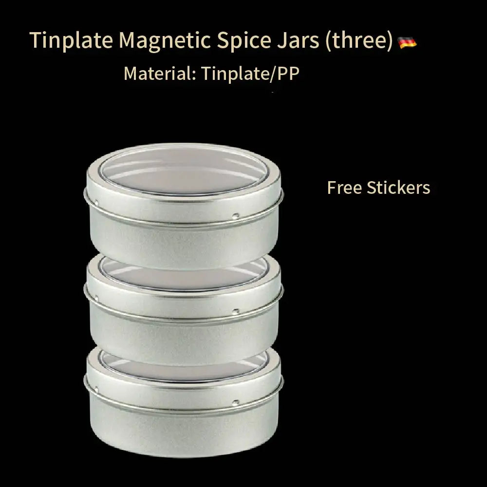 Magnetic Spice Tins Set – Wall Mounted Spice Jars