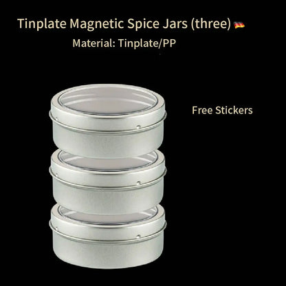 Magnetic Spice Tins Set – Wall Mounted Spice Jars