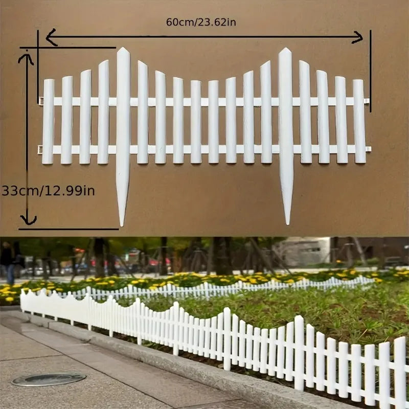 White Garden Fence 20-Pack – Easy Install Lawn & Flower Bed Border Edging