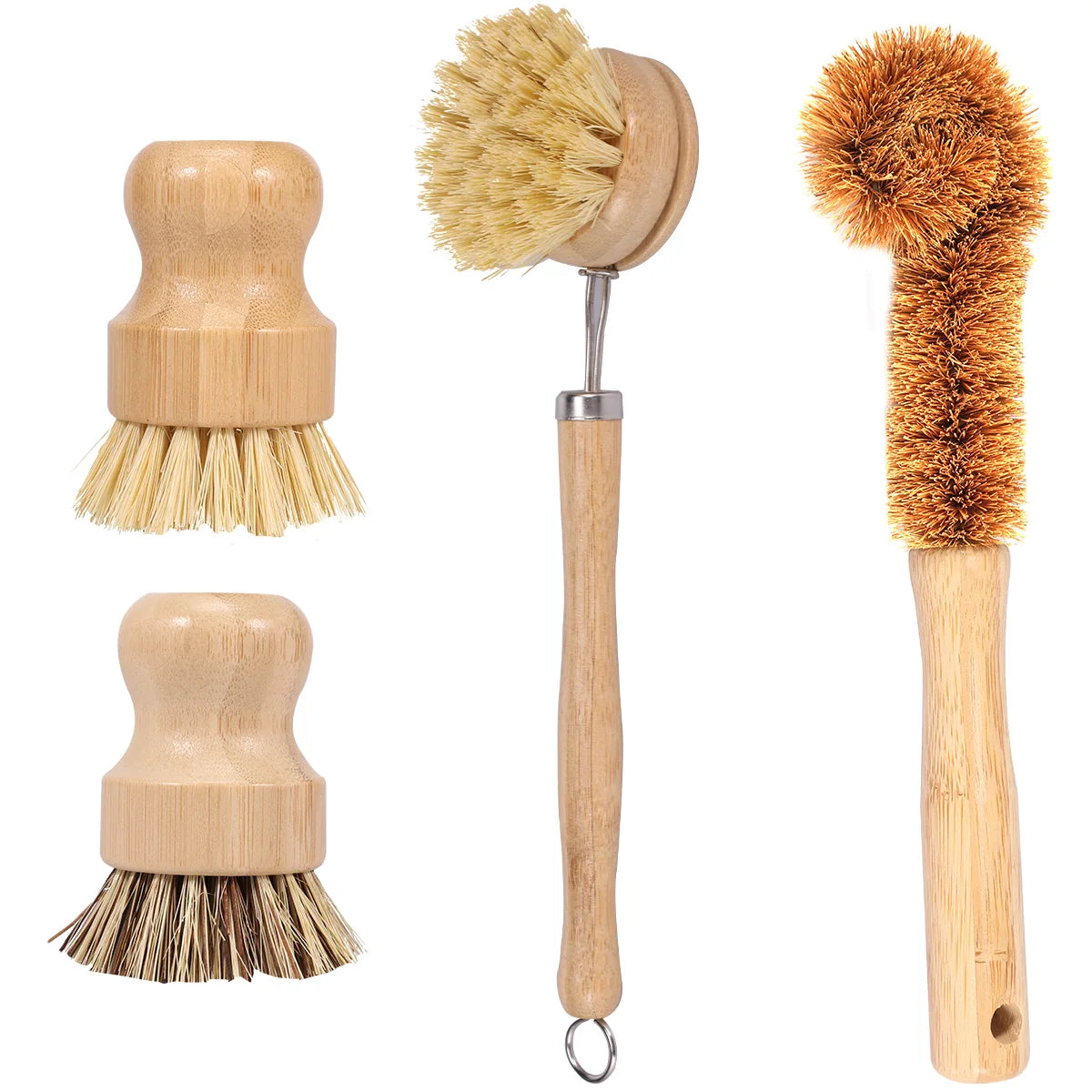 Bamboo Kitchen Dish Brush Set with Long Handle