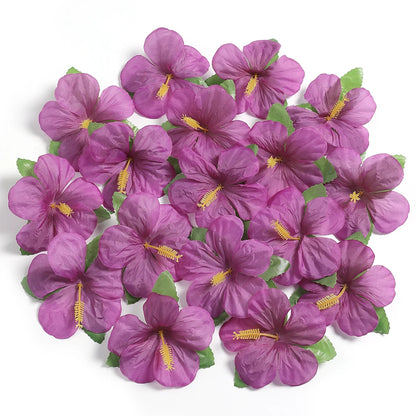 24PCS Tropical Hibiscus Silk Flowers – Colorful Hawaiian Party Table Décor