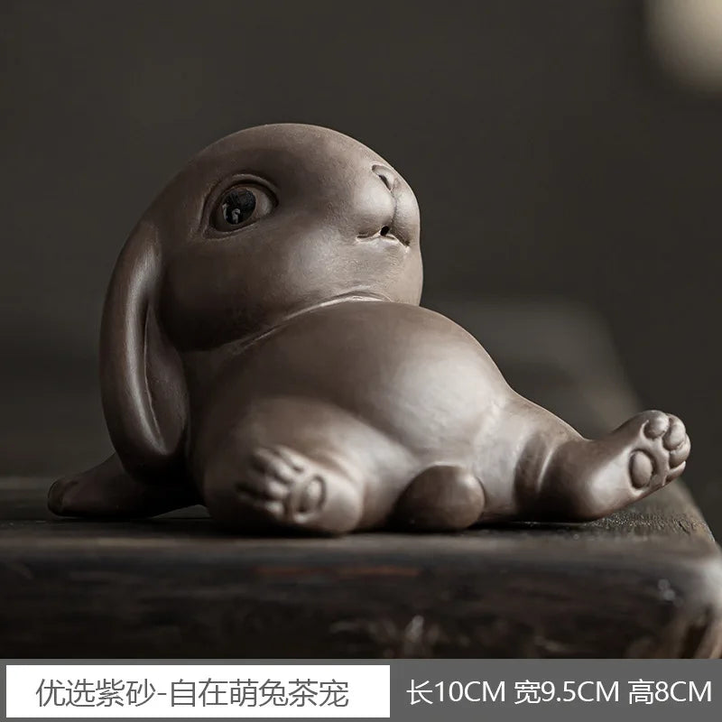 Cute Purple Clay Rabbit Tea Pet – Tea Table Ornament