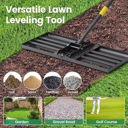 Stainless Steel Lawn Leveling Rake – Heavy Duty & Adjustable