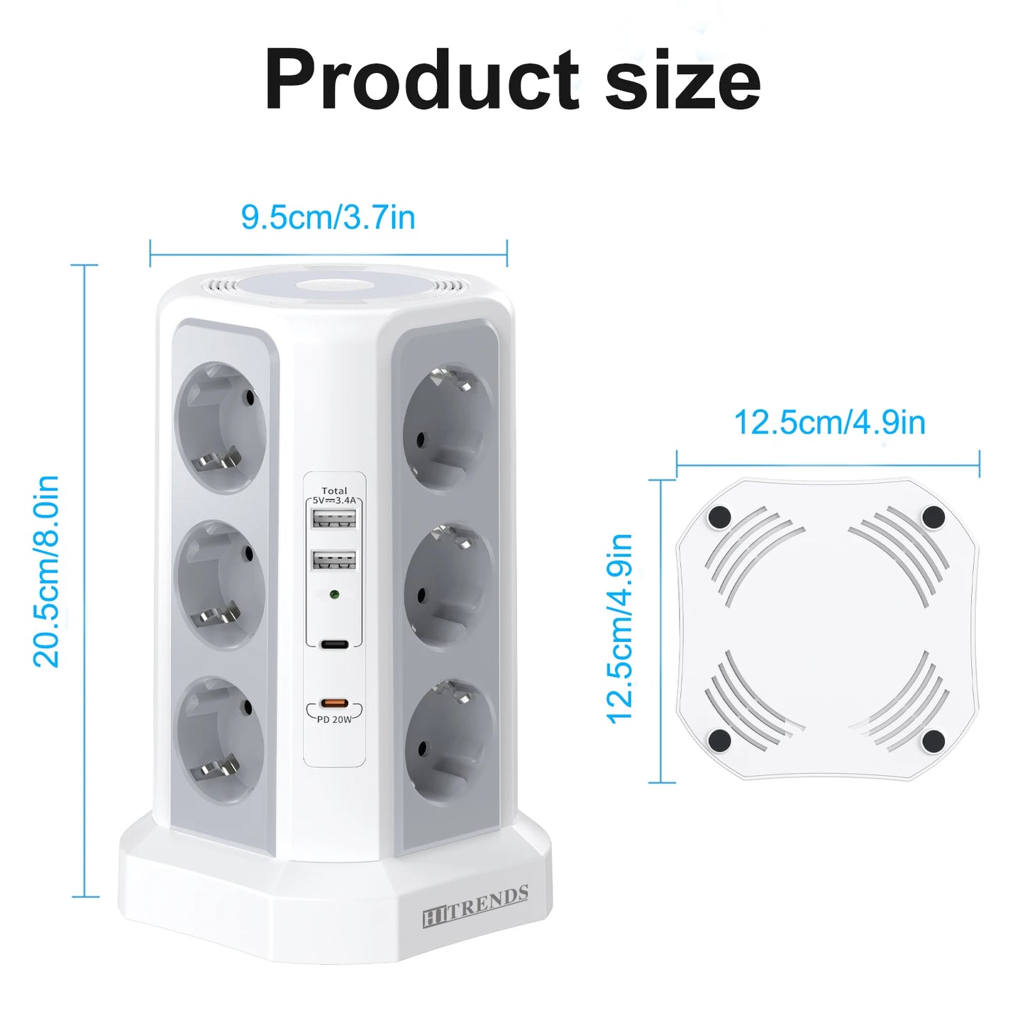 12-in-1 Power Strip USB-C Night Light | 4000W