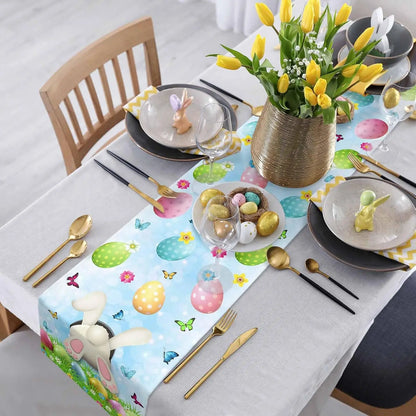 Easter Bunny Linen Table Runner – Spring Farmhouse Decor
