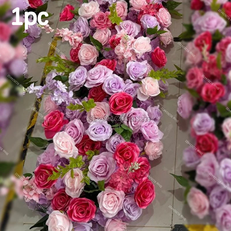 Silk Rose Flower Runner – Wedding & Event Decor (Pink / Hot Pink / Purple)