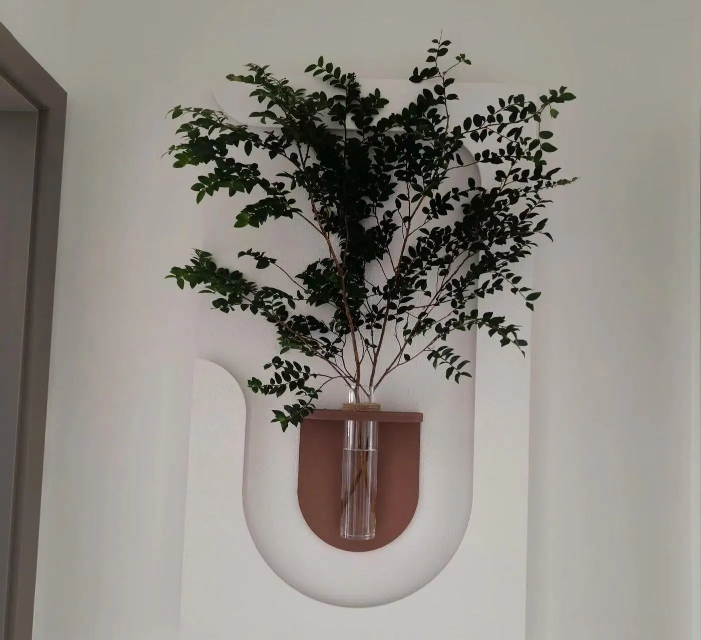 Modern Wall Lamp with Hanging Green Plants & Art