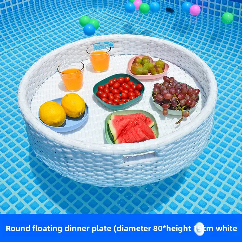 Rattan Floating Breakfast Tray – Pool & Outdoor Multi-Use
