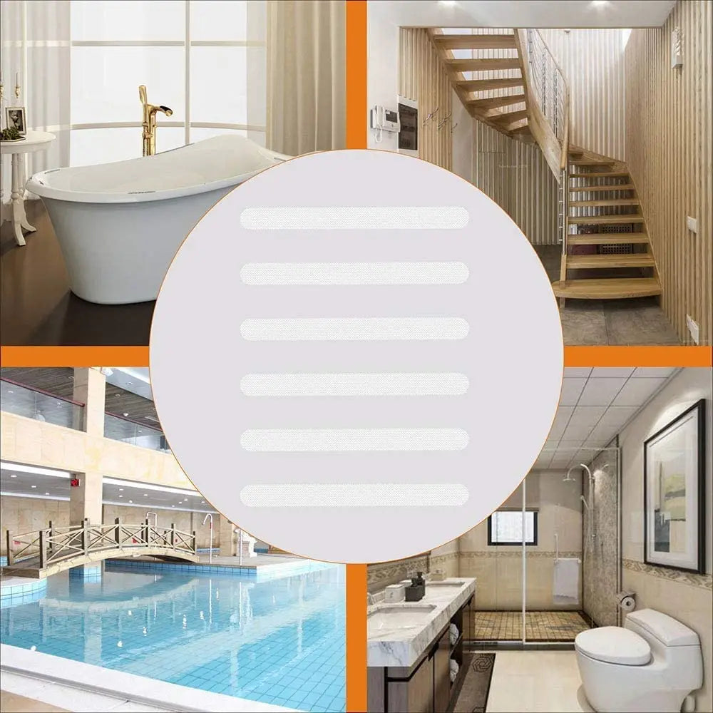 Anti-Slip Shower Strips (24-Pack) – Clear Bathtub Safety Grip Stickers